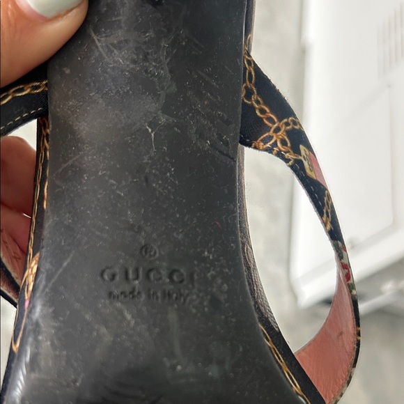 GUCCI Tom Ford For Gucci Vintage Chain Logo Satin Slide Heels size 7 - Picture 6 of 16